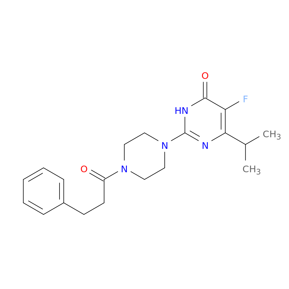 5-fluoro-2-[4-(3-phenylpropanoyl)piperazin-1-yl]-6-(propan-2-yl)-3,4-dihydropyrimidin-4-one