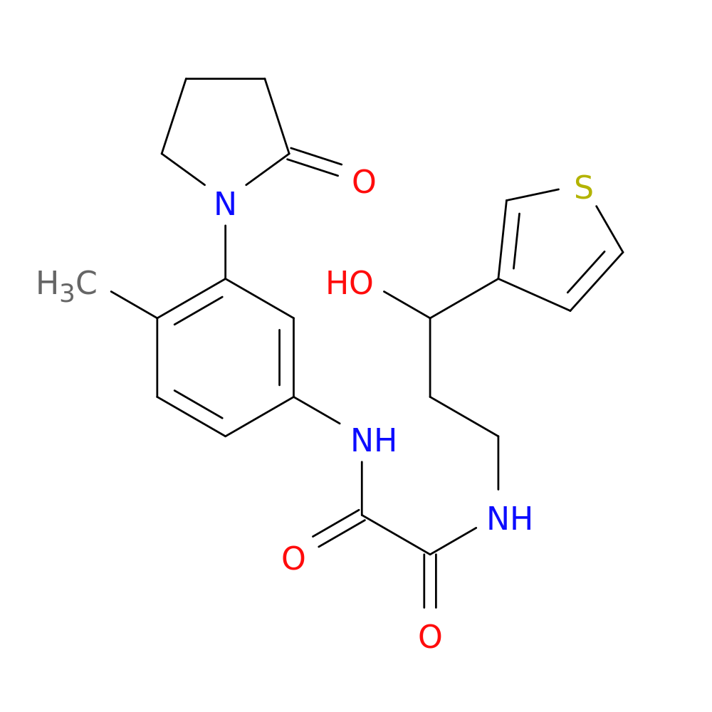 N-[3-hydroxy-3-(thiophen-3-yl)propyl]-N'-[4-methyl-3-(2-oxopyrrolidin-1-yl)phenyl]ethanediamide