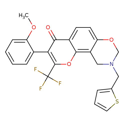 3-(2-methoxyphenyl)-9-[(thiophen-2-yl)methyl]-2-(trifluoromethyl)-4H,8H,9H,10H-chromeno[8,7-e][1,3]oxazin-4-one