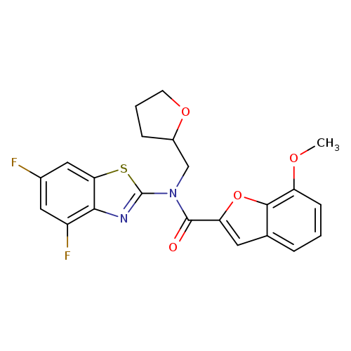 N-(4,6-difluoro-1,3-benzothiazol-2-yl)-7-methoxy-N-[(oxolan-2-yl)methyl]-1-benzofuran-2-carboxamide