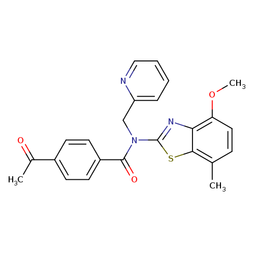 4-acetyl-N-(4-methoxy-7-methyl-1,3-benzothiazol-2-yl)-N-[(pyridin-2-yl)methyl]benzamide