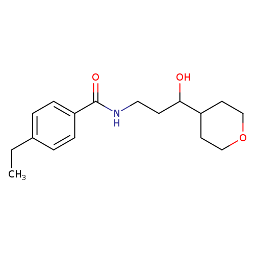 4-ethyl-N-[3-hydroxy-3-(oxan-4-yl)propyl]benzamide