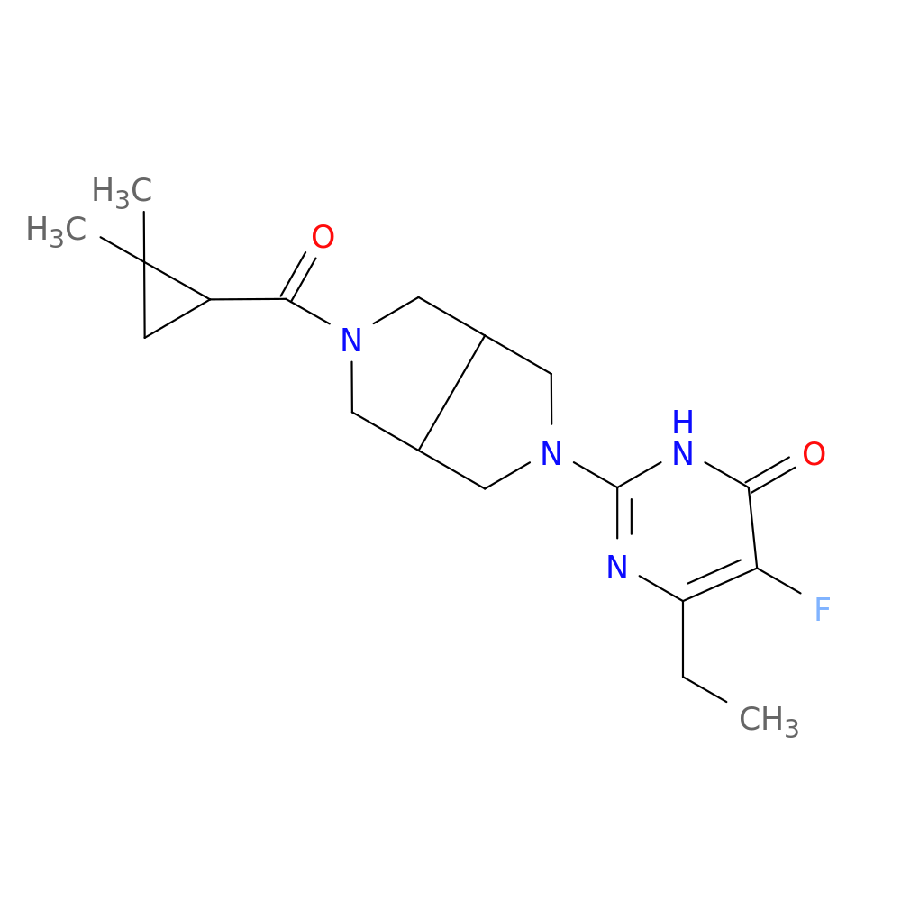 2-[5-(2,2-dimethylcyclopropanecarbonyl)-octahydropyrrolo[3,4-c]pyrrol-2-yl]-6-ethyl-5-fluoro-3,4-dihydropyrimidin-4-one