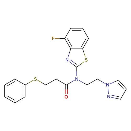 N-(4-fluoro-1,3-benzothiazol-2-yl)-3-(phenylsulfanyl)-N-[2-(1H-pyrazol-1-yl)ethyl]propanamide