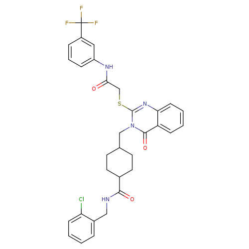 N-[(2-chlorophenyl)methyl]-4-({4-oxo-2-[({[3-(trifluoromethyl)phenyl]carbamoyl}methyl)sulfanyl]-3,4-dihydroquinazolin-3-yl}methyl)cyclohexane-1-carboxamide