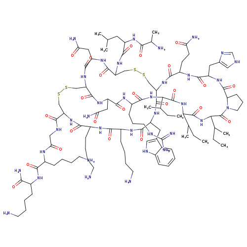 L-Lysinamide, L-alanyl-L-leucyl-L-cysteinyl-L-asparaginyl-L-cysteinyl-L-asparaginyl-L-arginyl-L-isoleucyl-L-isoleucyl-L-isoleucyl-L-prolyl-L-histidyl-L-glutaminyl-L-cysteinyl-L-tryptophyl-L-lysyl-L-lysyl-L-cysteinylglycyl-L-lysyl-, cyclic (3→14),(5→18)-bis(disulfide)