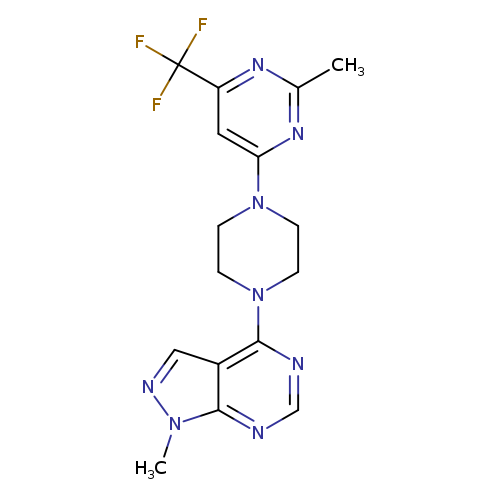 2-methyl-4-(4-{1-methyl-1H-pyrazolo[3,4-d]pyrimidin-4-yl}piperazin-1-yl)-6-(trifluoromethyl)pyrimidine