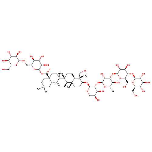 Olean-12-en-28-oic acid, 3-[(O-β-D-glucopyranosyl-(1→4)-O-β-D-glucopyranosyl-(1→3)-O-6-deoxy-α-L-mannopyranosyl-(1→2)-α-L-arabinopyranosyl)oxy]-23-hydroxy-, 6-O-β-D-glucopyranosyl-β-D-glucopyranosyl ester, (3β,4α)-