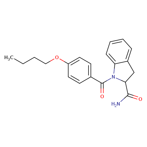 1-(4-butoxybenzoyl)-2,3-dihydro-1H-indole-2-carboxamide