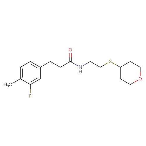 3-(3-fluoro-4-methylphenyl)-N-[2-(oxan-4-ylsulfanyl)ethyl]propanamide