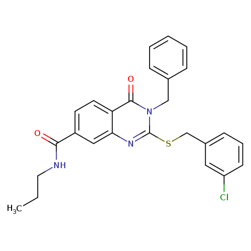 3-benzyl-2-{[(3-chlorophenyl)methyl]sulfanyl}-4-oxo-N-propyl-3,4-dihydroquinazoline-7-carboxamide