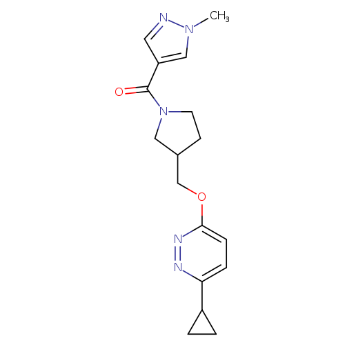 3-cyclopropyl-6-{[1-(1-methyl-1H-pyrazole-4-carbonyl)pyrrolidin-3-yl]methoxy}pyridazine