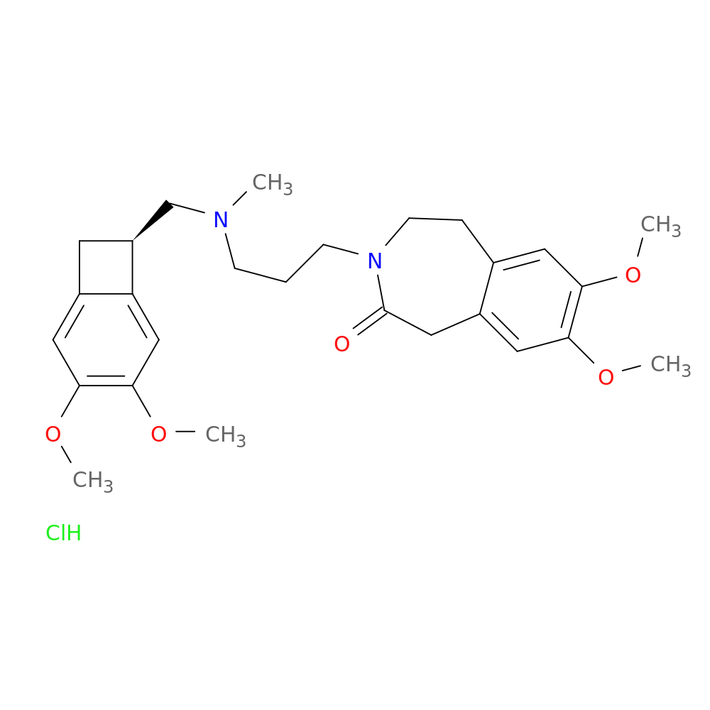 2H-3-Benzazepin-2-one,3-[3-[[(3,4-dimethoxybicyclo[4.2.0]octa-1,3,5-trien-7-yl)methyl]methylamino]propyl]-1,3,4,5-tetrahydro-7,8-dimethoxy-, monohydrochloride, (-)-
