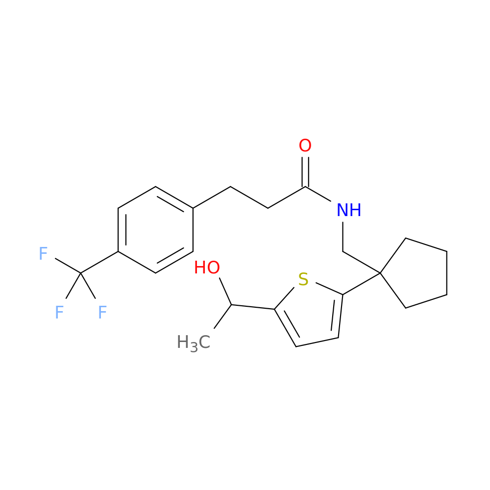 N-({1-[5-(1-hydroxyethyl)thiophen-2-yl]cyclopentyl}methyl)-3-[4-(trifluoromethyl)phenyl]propanamide