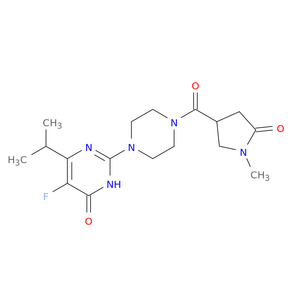 5-fluoro-2-[4-(1-methyl-5-oxopyrrolidine-3-carbonyl)piperazin-1-yl]-6-(propan-2-yl)-3,4-dihydropyrimidin-4-one