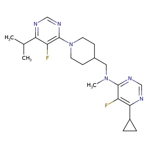 6-cyclopropyl-5-fluoro-N-({1-[5-fluoro-6-(propan-2-yl)pyrimidin-4-yl]piperidin-4-yl}methyl)-N-methylpyrimidin-4-amine
