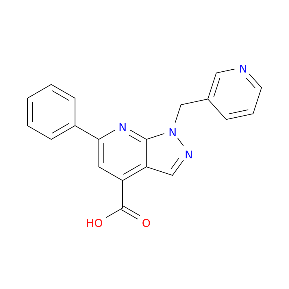 6-phenyl-1-[(pyridin-3-yl)methyl]-1H-pyrazolo[3,4-b]pyridine-4-carboxylic acid